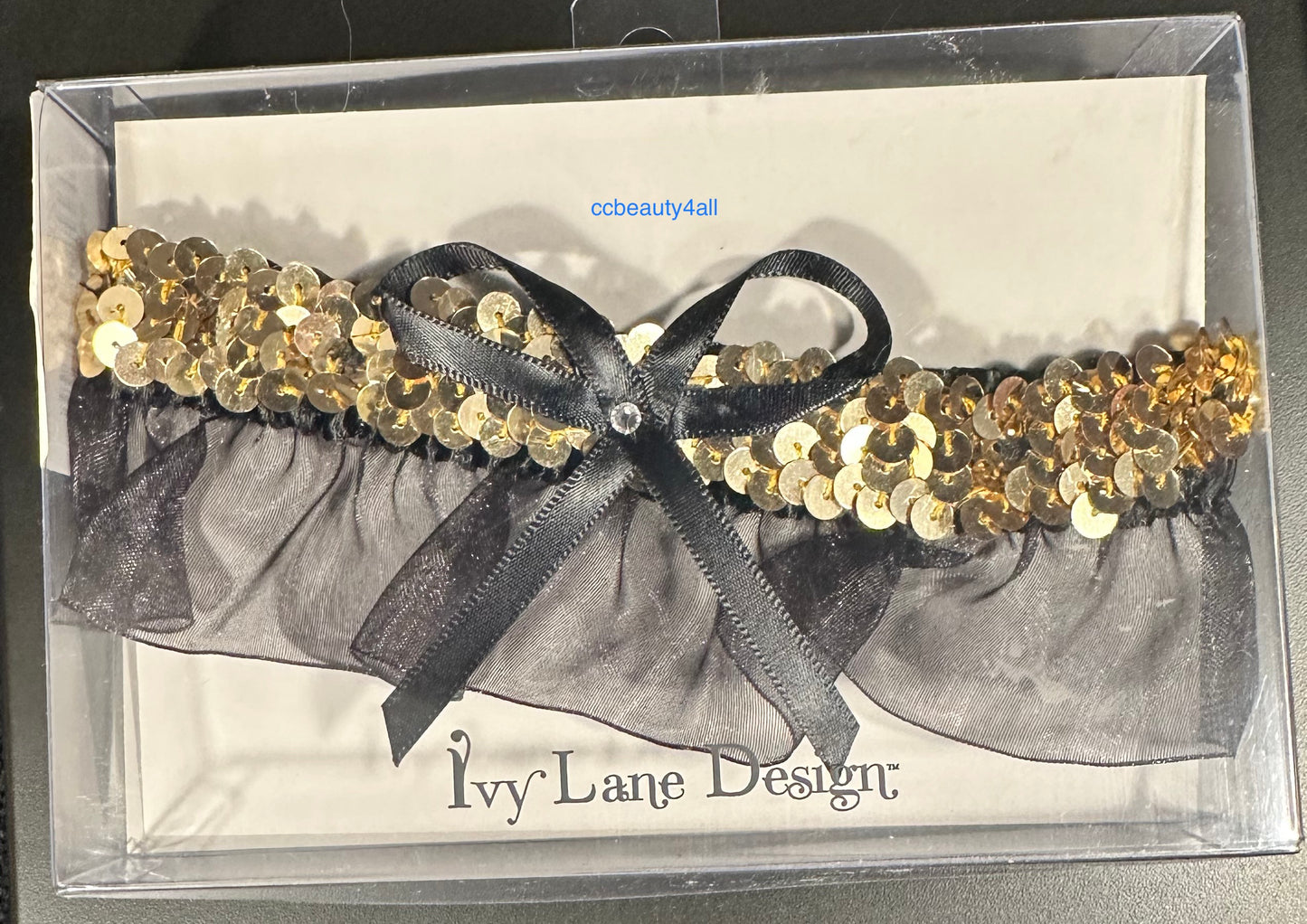 Garter Gold Sequins with black bow
